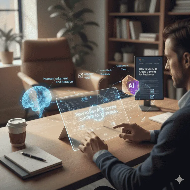 Using AI to create business content with human judgment